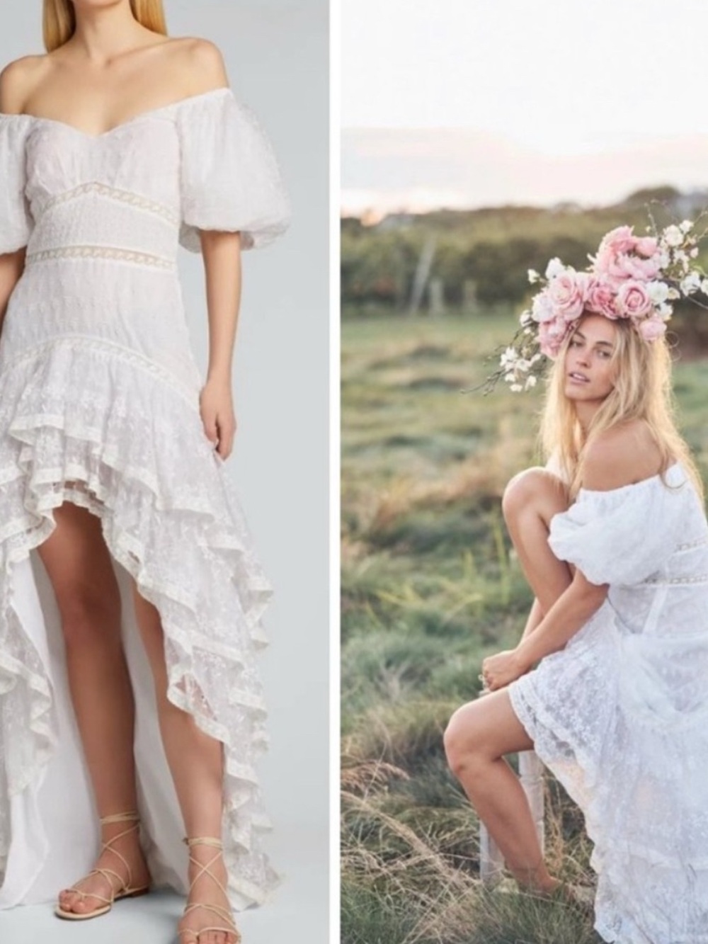 Loveshackfancy White Lace Hi-Low Dress